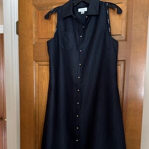 Calvin Klein Black Sleeveless Button-Front Midi Dress